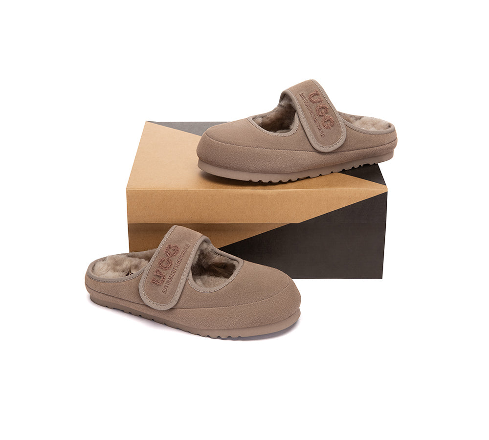 UGG Slippers Sheepskin Wool Adjustable Strap Mary Jane Velly