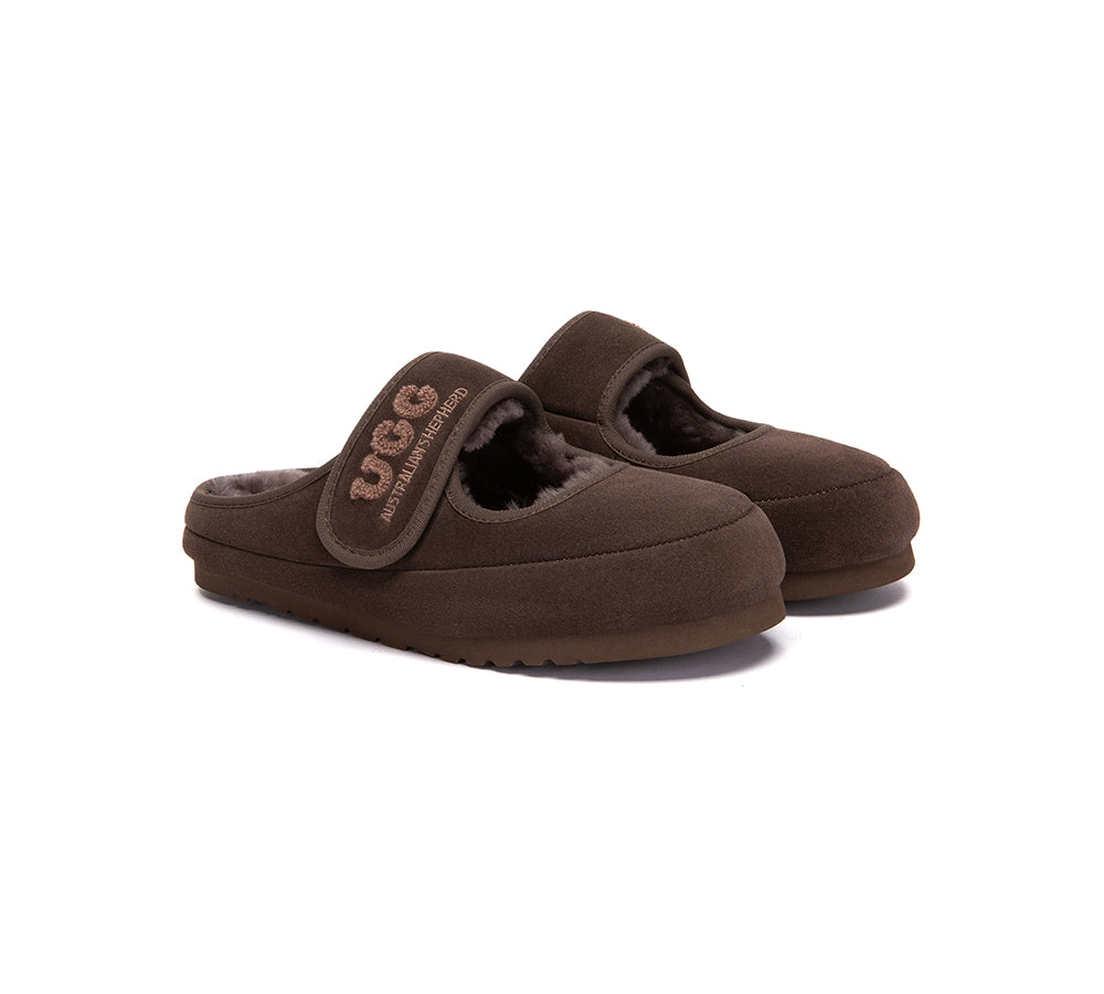 UGG Slippers Sheepskin Wool Adjustable Strap Mary Jane Velly