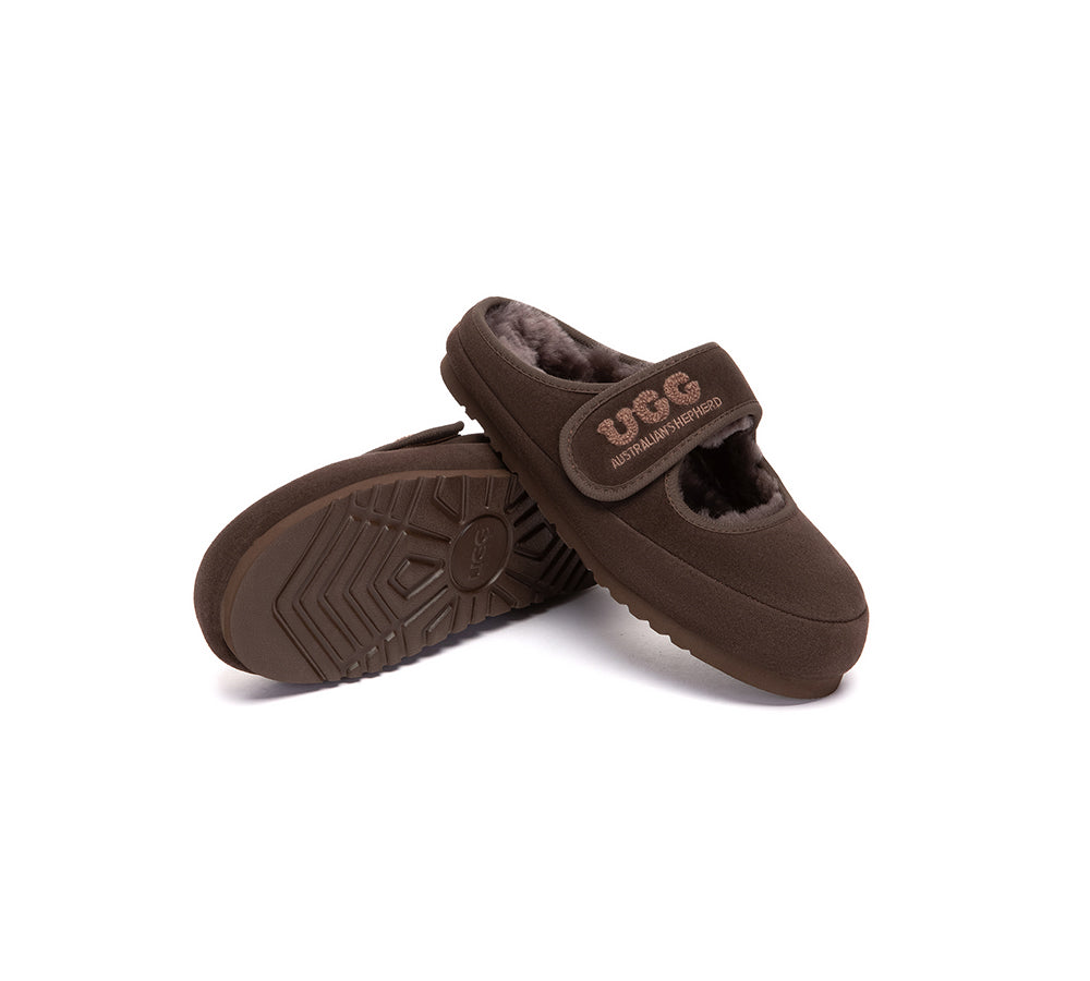 UGG Slippers Sheepskin Wool Adjustable Strap Mary Jane Velly