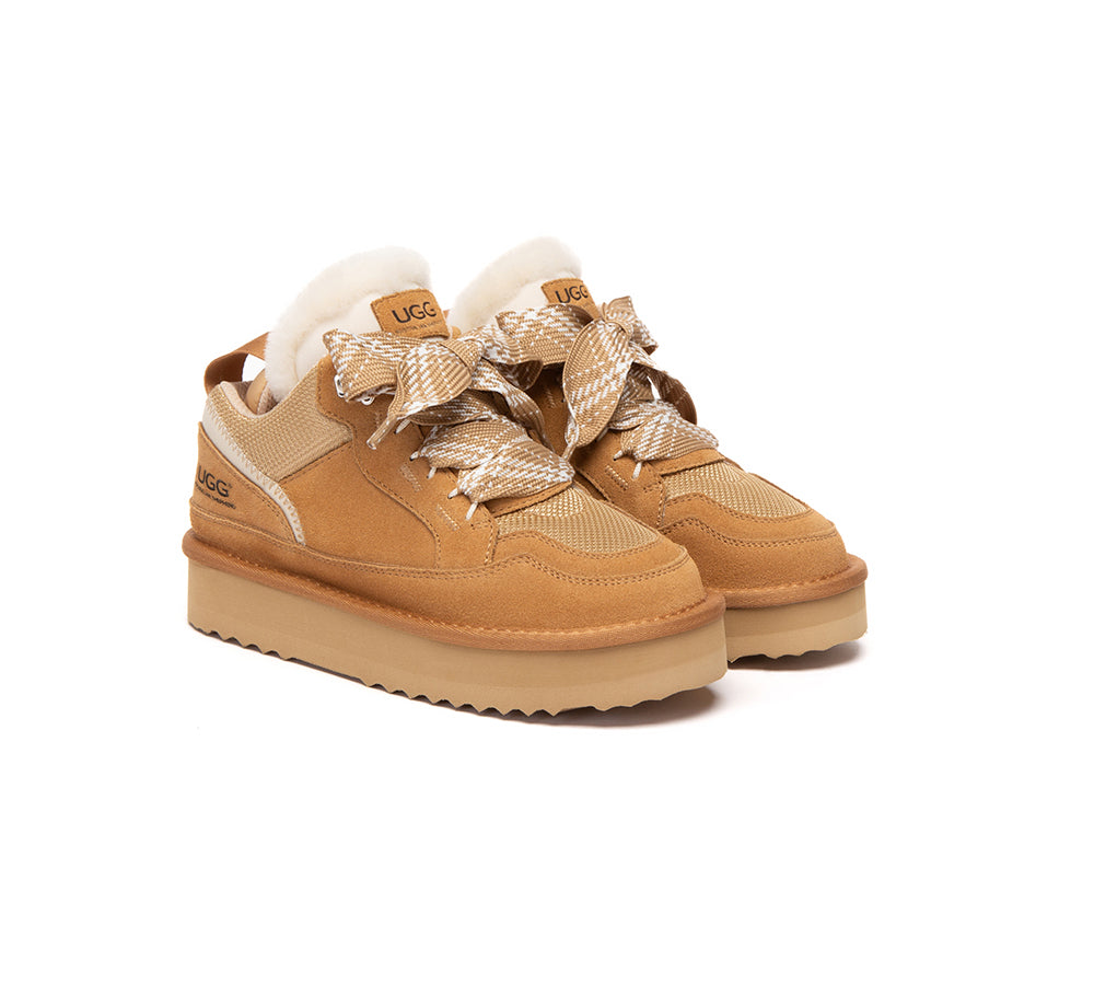 UGG Boots Kids Sheepskin Wool Lace Up Platform Sneakers Parkyr