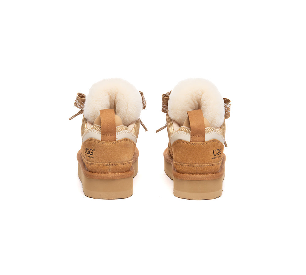 UGG Boots Kids Sheepskin Wool Lace Up Platform Sneakers Parkyr