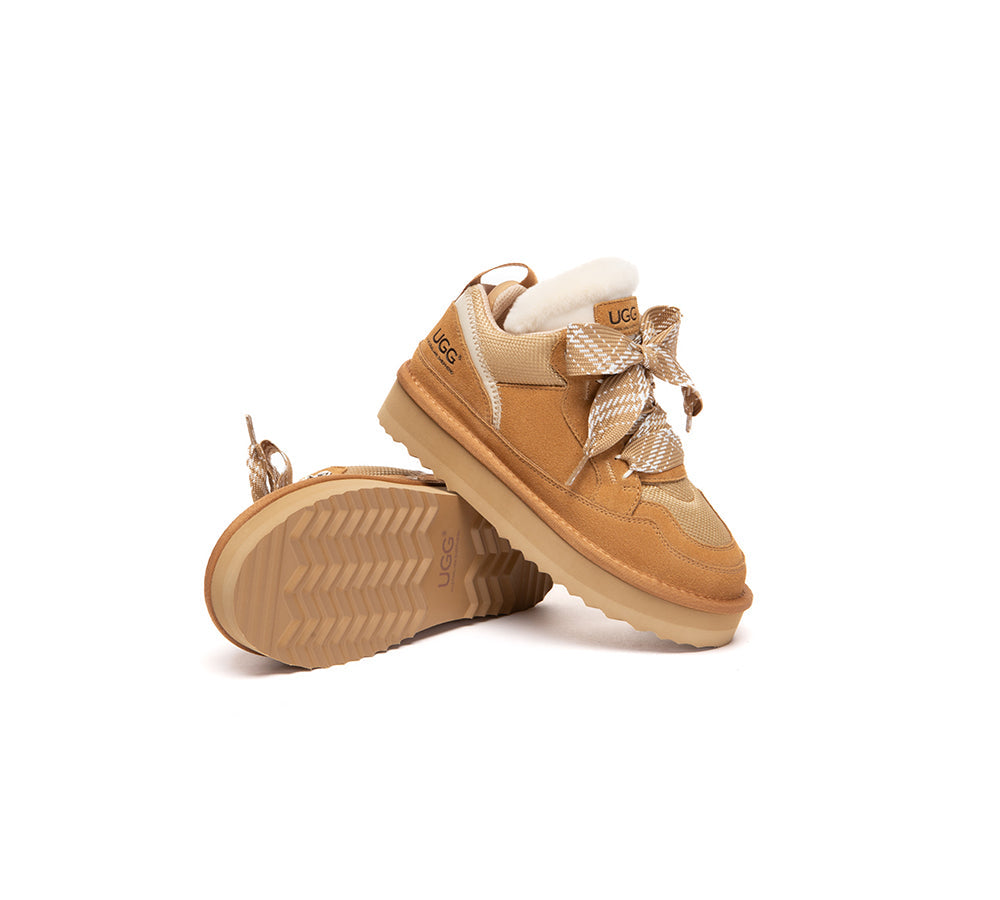 UGG Boots Kids Sheepskin Wool Lace Up Platform Sneakers Parkyr