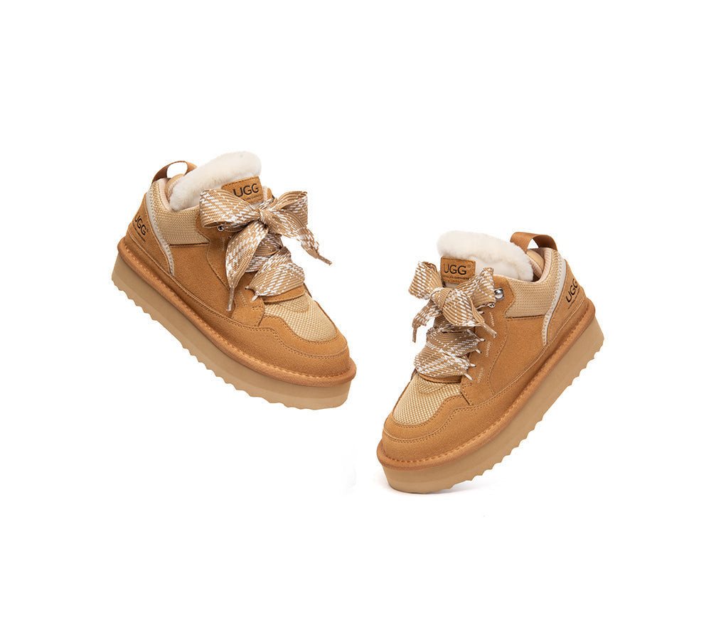 UGG Boots Kids Sheepskin Wool Lace Up Platform Sneakers Parkyr