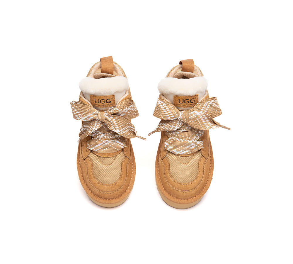 UGG Boots Kids Sheepskin Wool Lace Up Platform Sneakers Parkyr