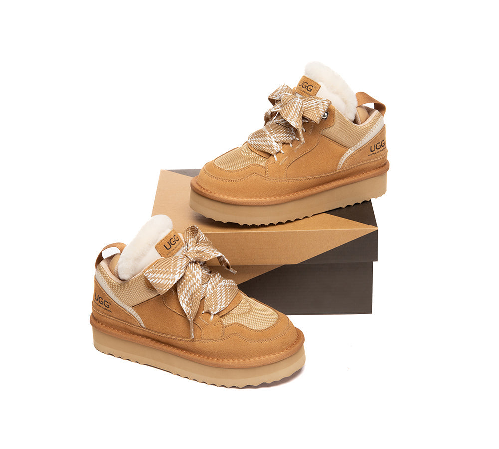 UGG Boots Kids Sheepskin Wool Lace Up Platform Sneakers Parkyr