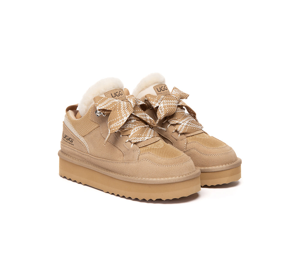 UGG Boots Kids Sheepskin Wool Lace Up Platform Sneakers Parkyr