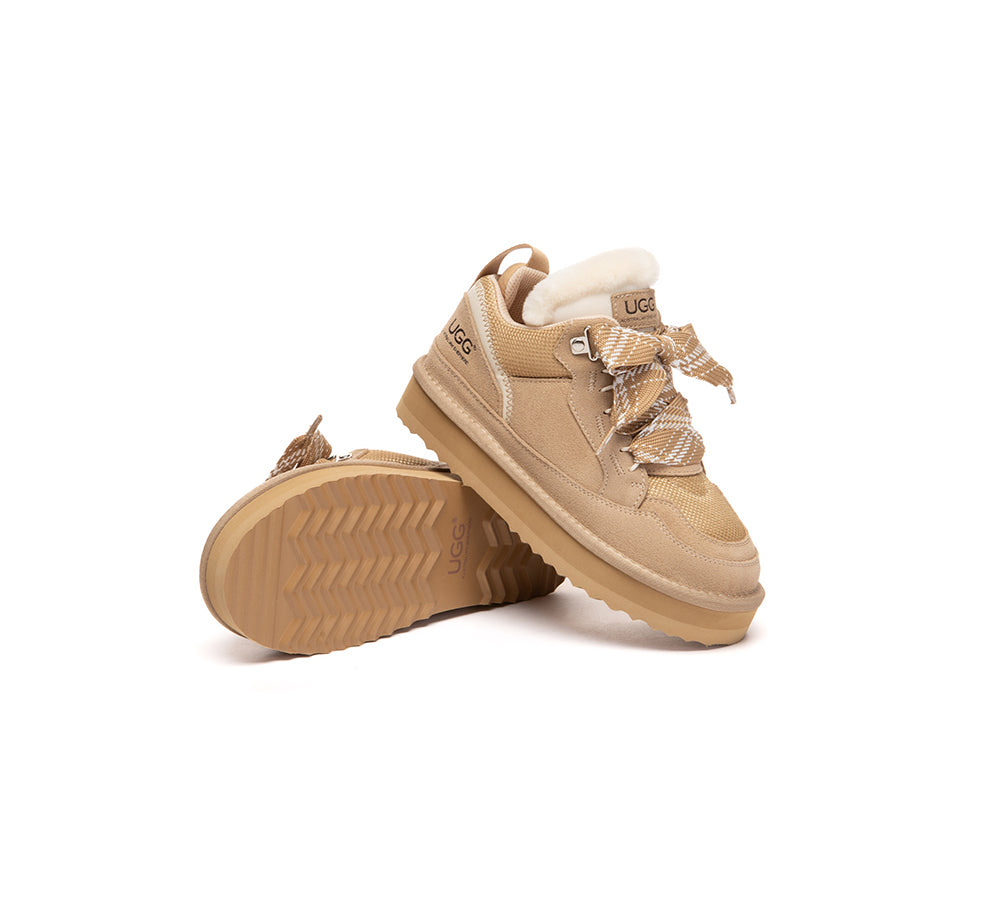 UGG Boots Kids Sheepskin Wool Lace Up Platform Sneakers Parkyr