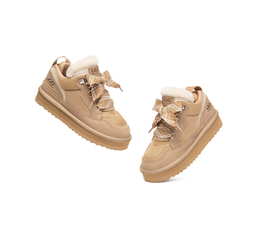 UGG Boots Kids Sheepskin Wool Lace Up Platform Sneakers Parkyr