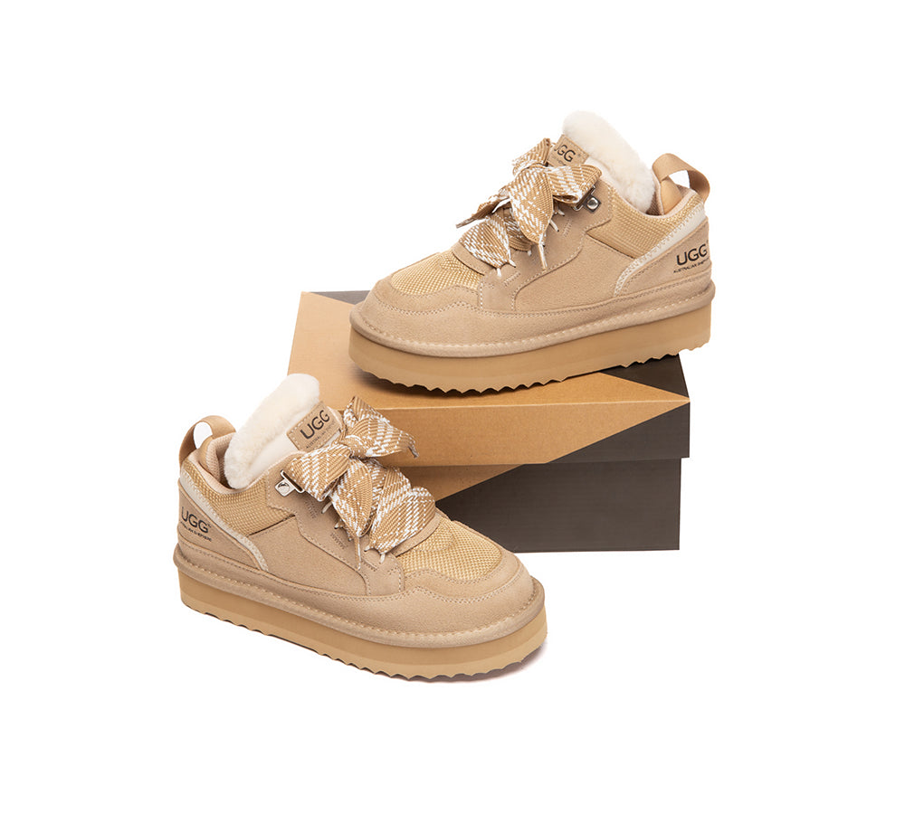 UGG Boots Kids Sheepskin Wool Lace Up Platform Sneakers Parkyr