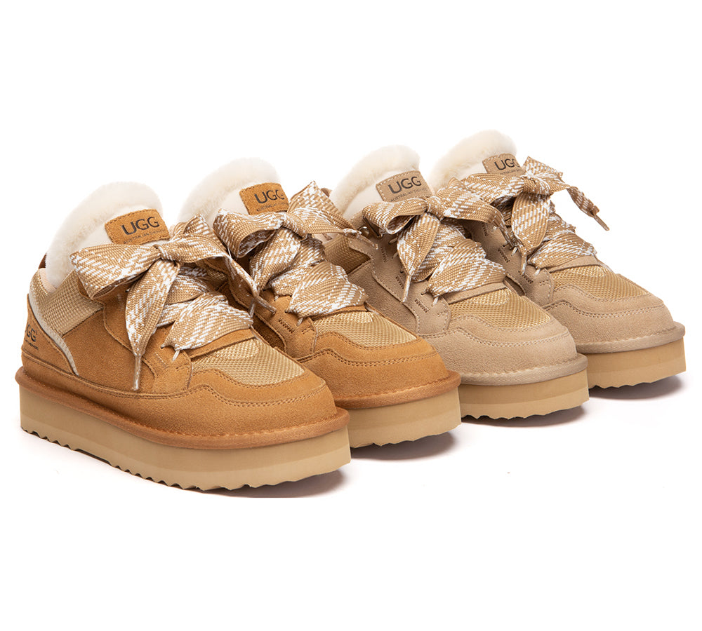 UGG Boots Kids Sheepskin Wool Lace Up Platform Sneakers Parkyr