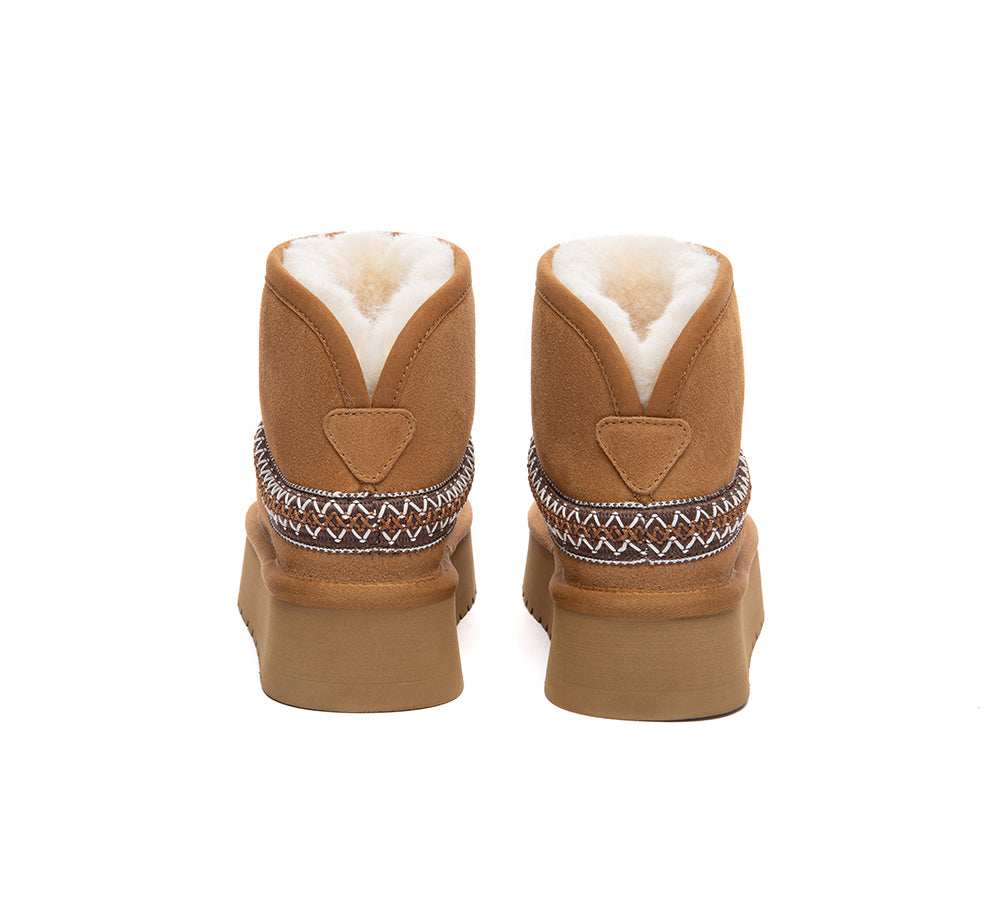 UGG Boots Sheepskin Wool Ankle Knitted Platform Fayle