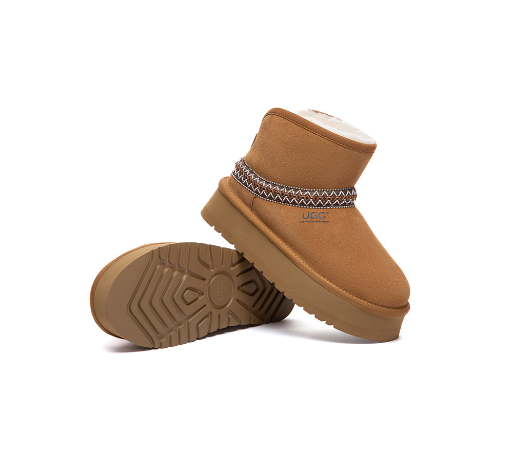 UGG Boots Sheepskin Wool Ankle Knitted Platform Fayle