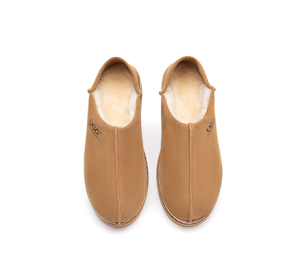 UGG Slippers Women Sheepskin Wool Woven Trim Tayven