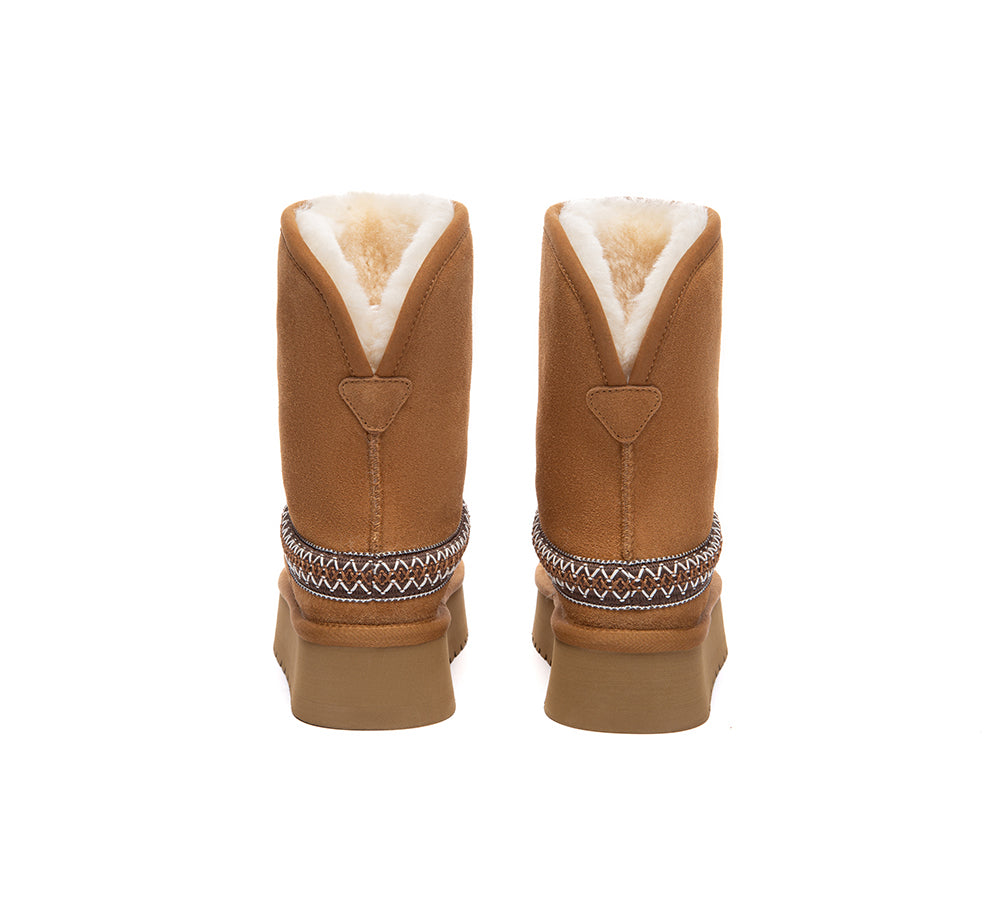 UGG Boots Sheepskin Wool Short Knitted Platform Fayle