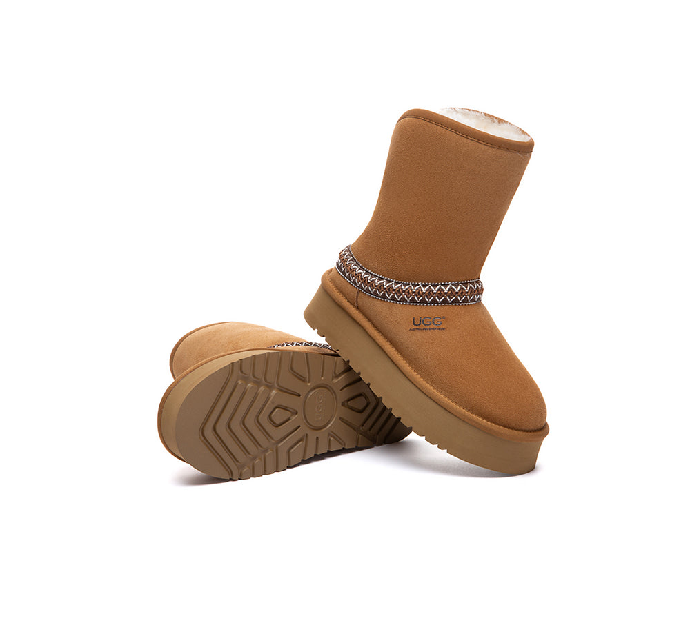 UGG Boots Sheepskin Wool Short Knitted Platform Fayle
