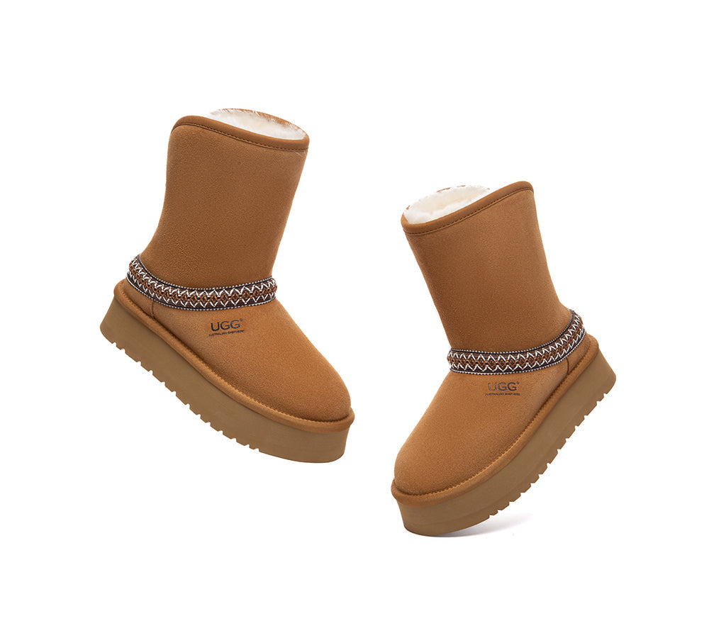 UGG Boots Sheepskin Wool Short Knitted Platform Fayle