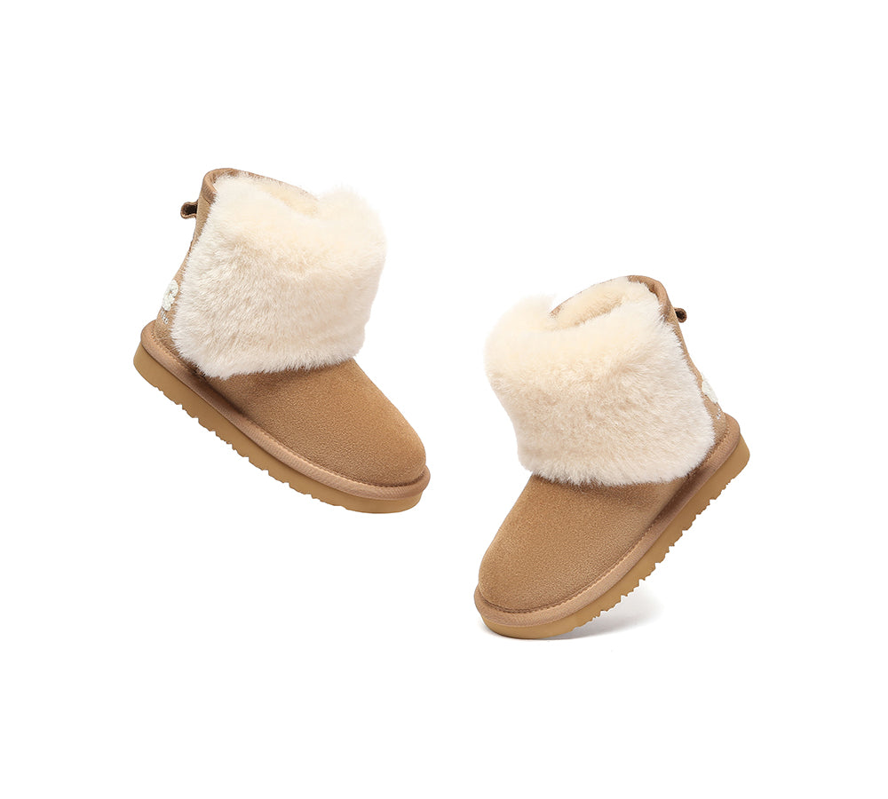 UGG Boots Kids Sheepskin Wool Collar Bambi