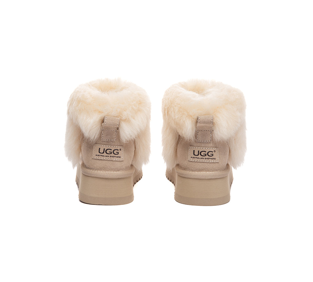 UGG Boots Women Sheepskin Wool Trim Ankle Platform Frovia