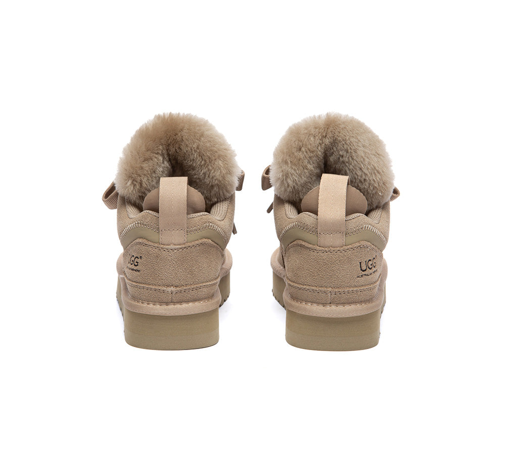 UGG Boots Sheepskin Wool Lace Up Platform Sneakers Parklyn