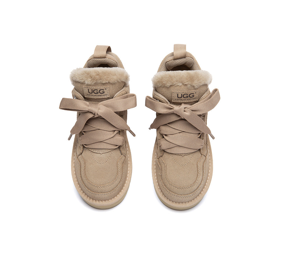 UGG Boots Sheepskin Wool Lace Up Platform Sneakers Parklyn
