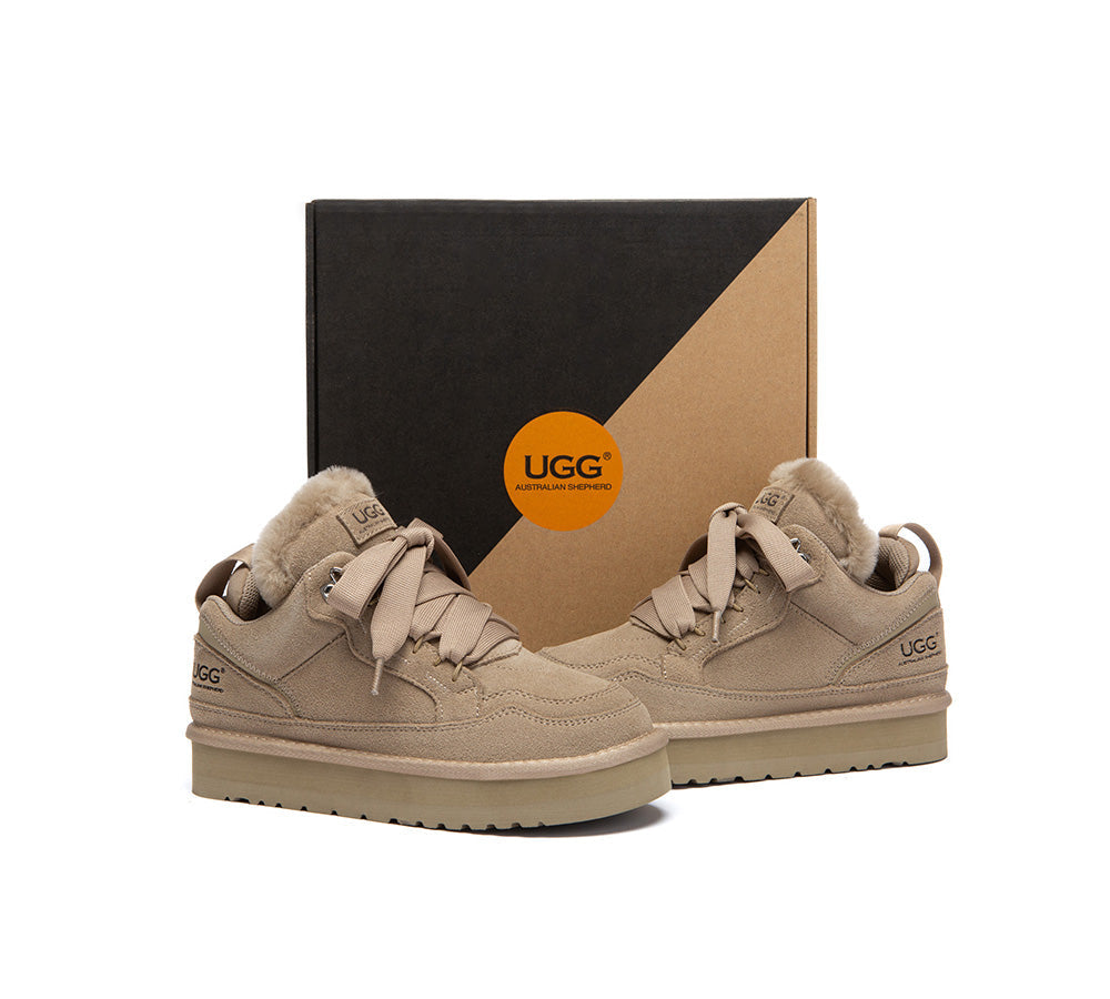 UGG Boots Sheepskin Wool Lace Up Platform Sneakers Parklyn