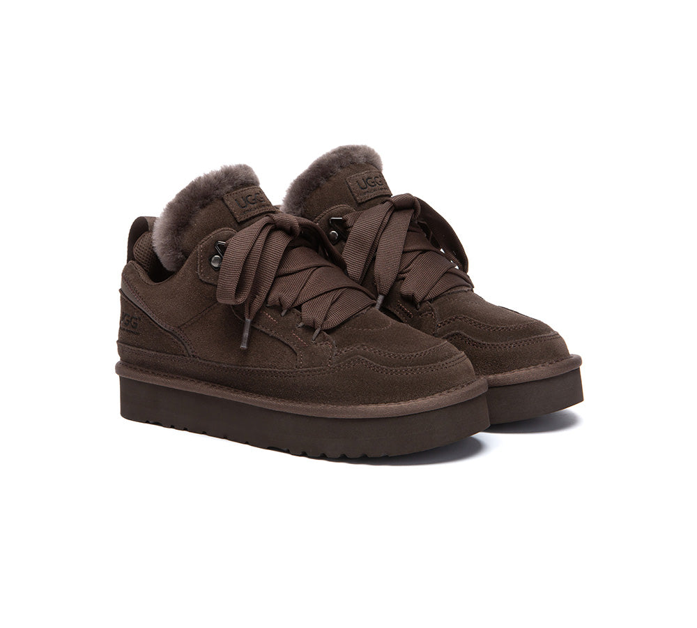 UGG Boots Sheepskin Wool Lace Up Platform Sneakers Parklyn
