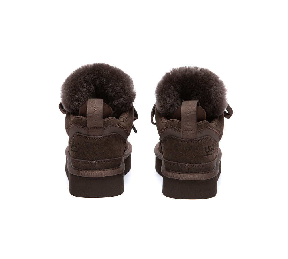 UGG Boots Sheepskin Wool Lace Up Platform Sneakers Parklyn