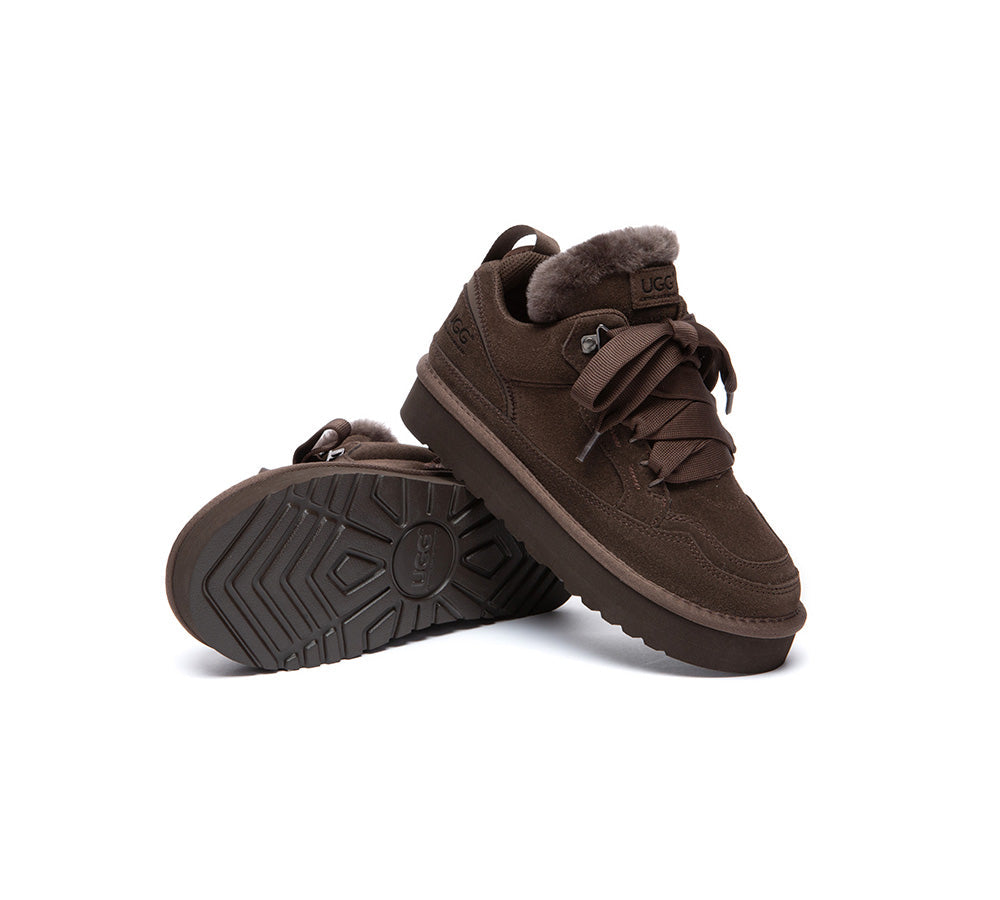 UGG Boots Sheepskin Wool Lace Up Platform Sneakers Parklyn