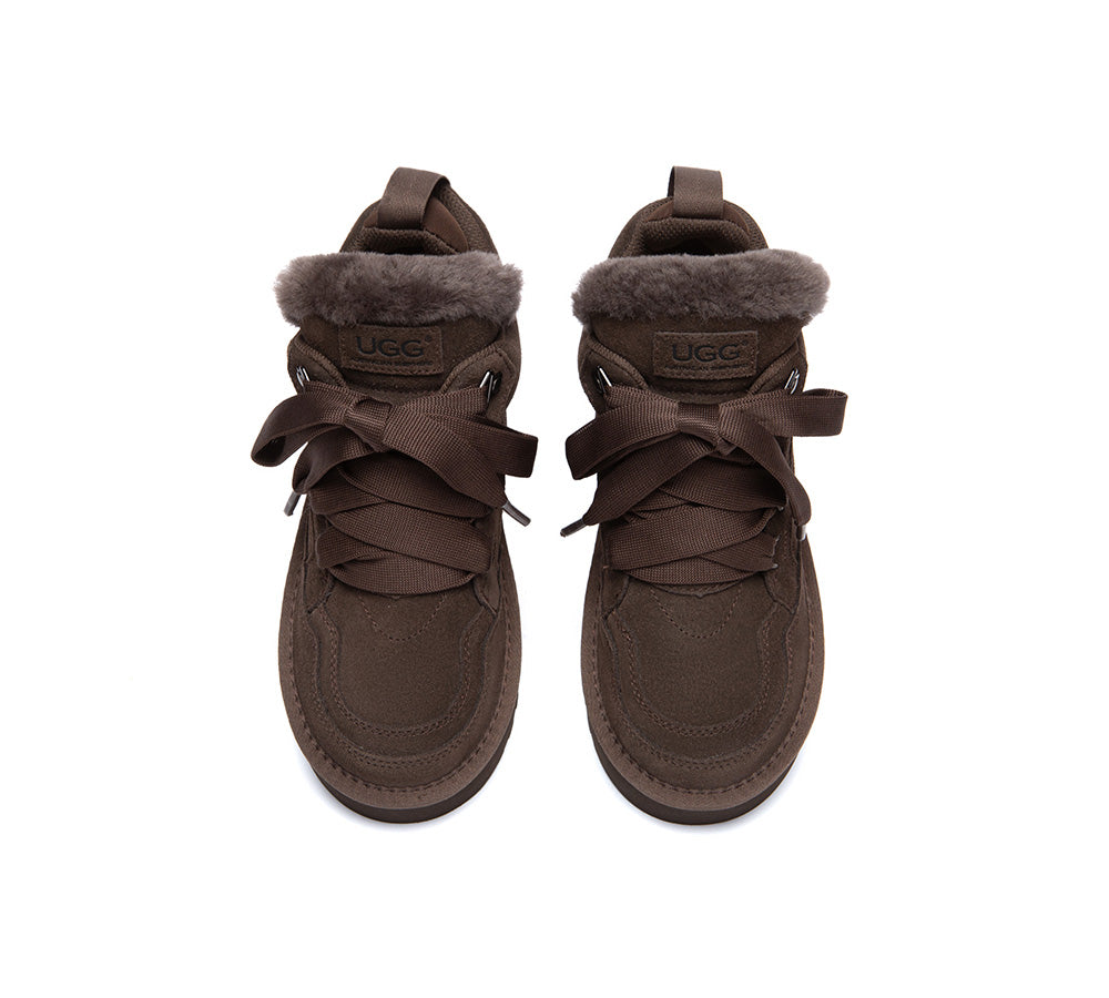 UGG Boots Sheepskin Wool Lace Up Platform Sneakers Parklyn