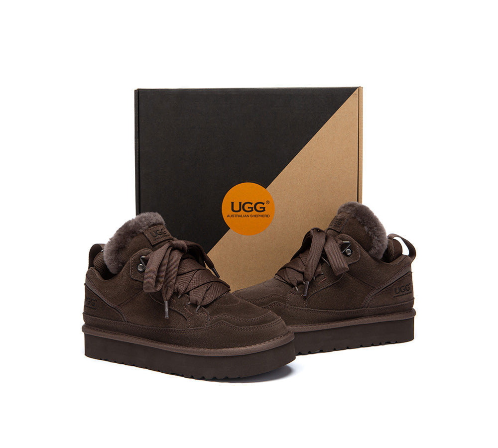 UGG Boots Sheepskin Wool Lace Up Platform Sneakers Parklyn