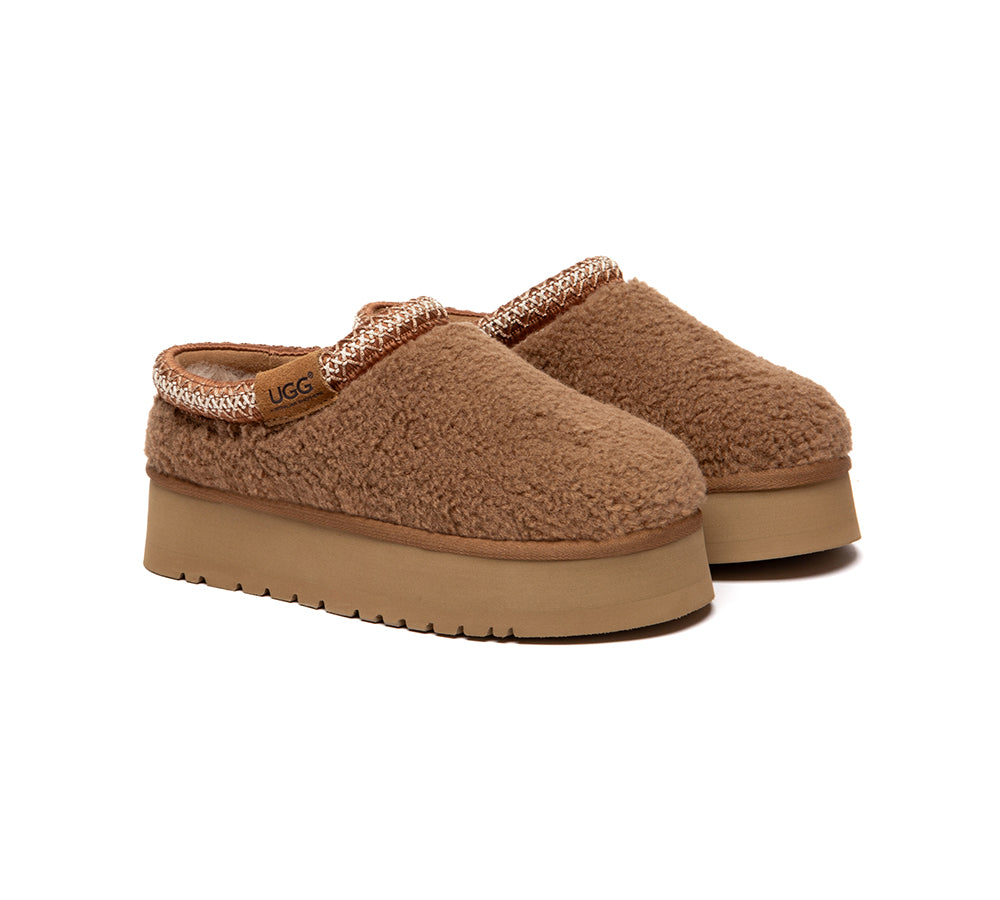 UGG Slippers Sheepskin Wool Ankle Platform Tayla