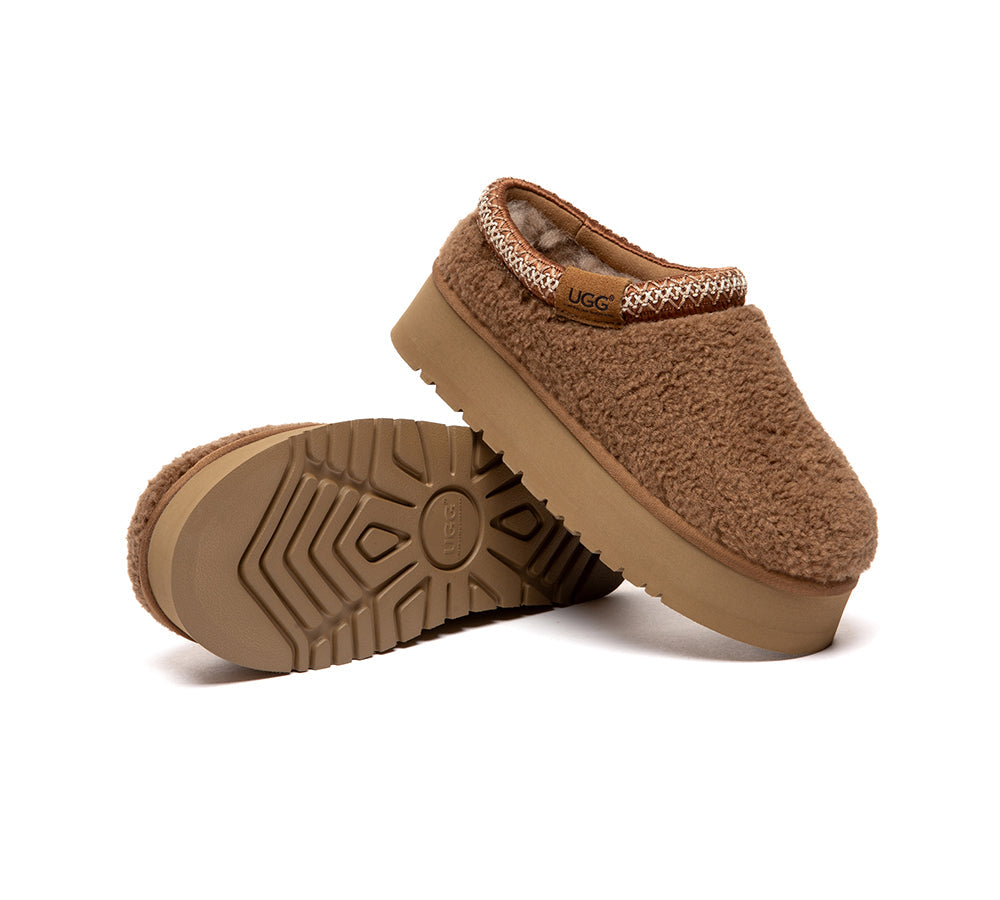 UGG Slippers Sheepskin Wool Ankle Platform Tayla