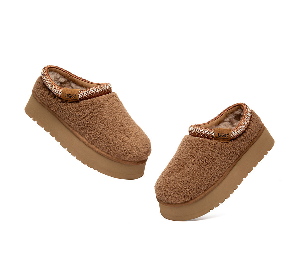 UGG Slippers Sheepskin Wool Ankle Platform Tayla
