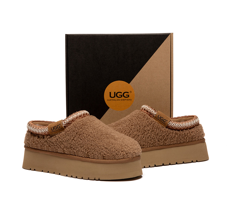 UGG Slippers Sheepskin Wool Ankle Platform Tayla