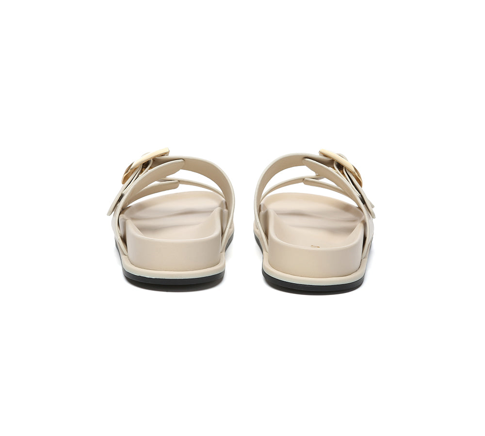Women Double Adjustable Strap Buckle Flat Sandals Mounish