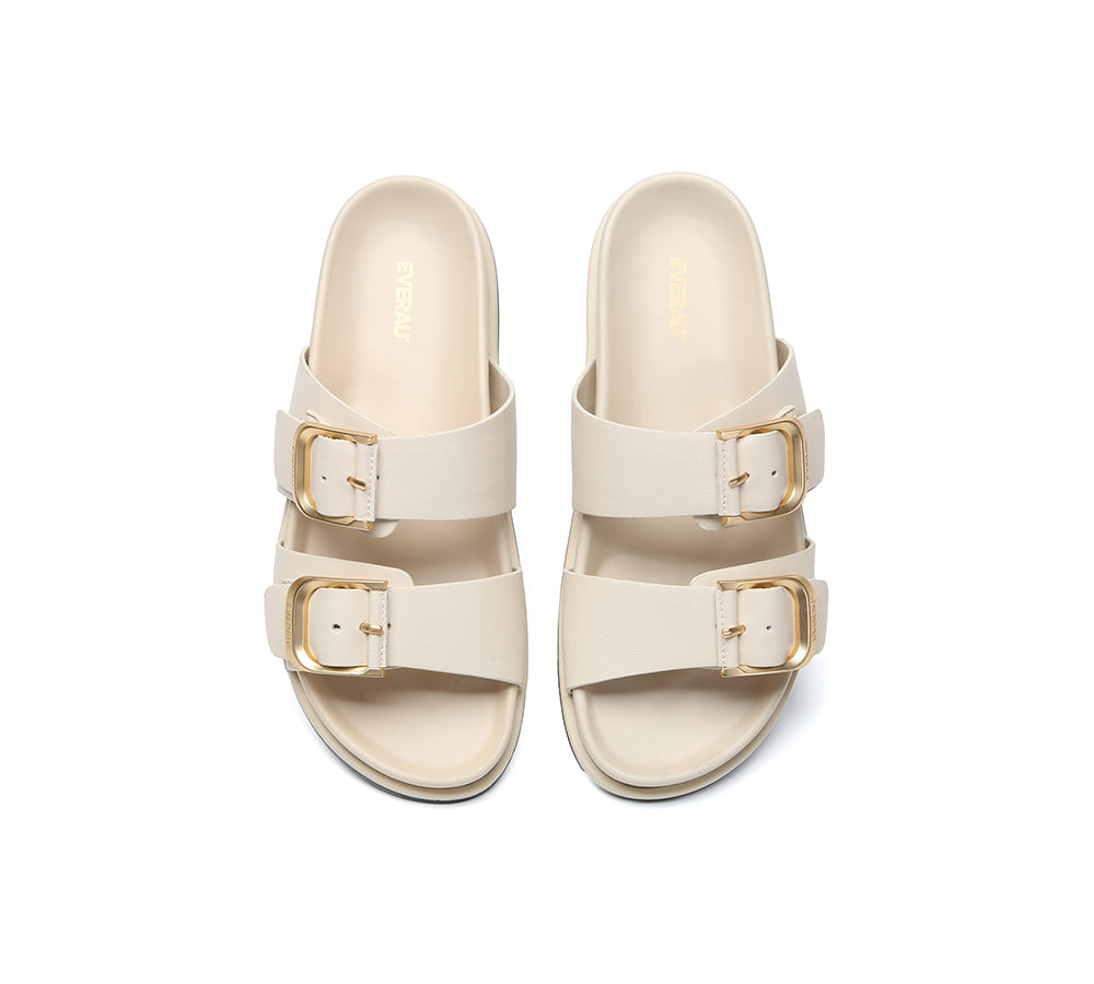 Women Double Adjustable Strap Buckle Flat Sandals Mounish