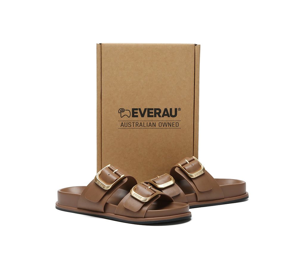 Women Double Adjustable Strap Buckle Flat Sandals Mounish