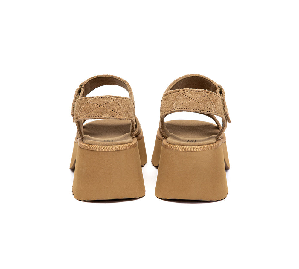 Women Adjustable Strap Slingback Chunky Platform Sandals Eive