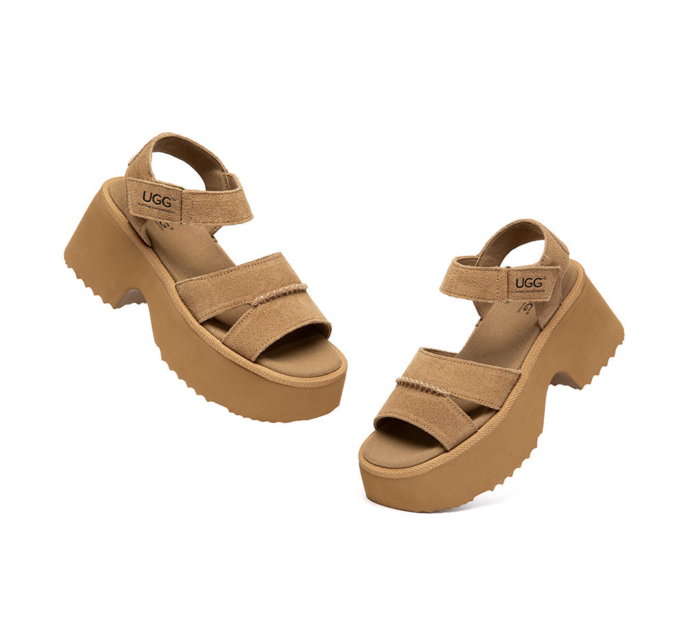 Women Adjustable Strap Slingback Chunky Platform Sandals Eive