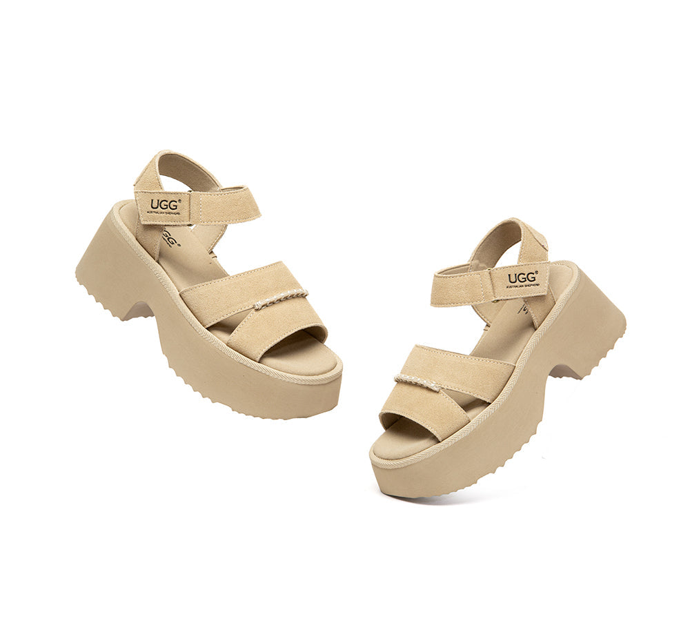 Women Adjustable Strap Slingback Chunky Platform Sandals Eive