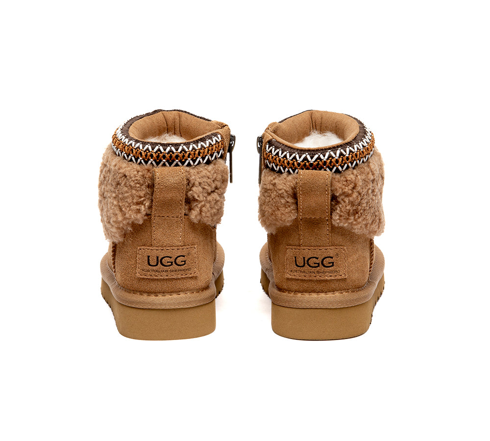 UGG Boots Kids Sheepskin Wool Collar Brunel