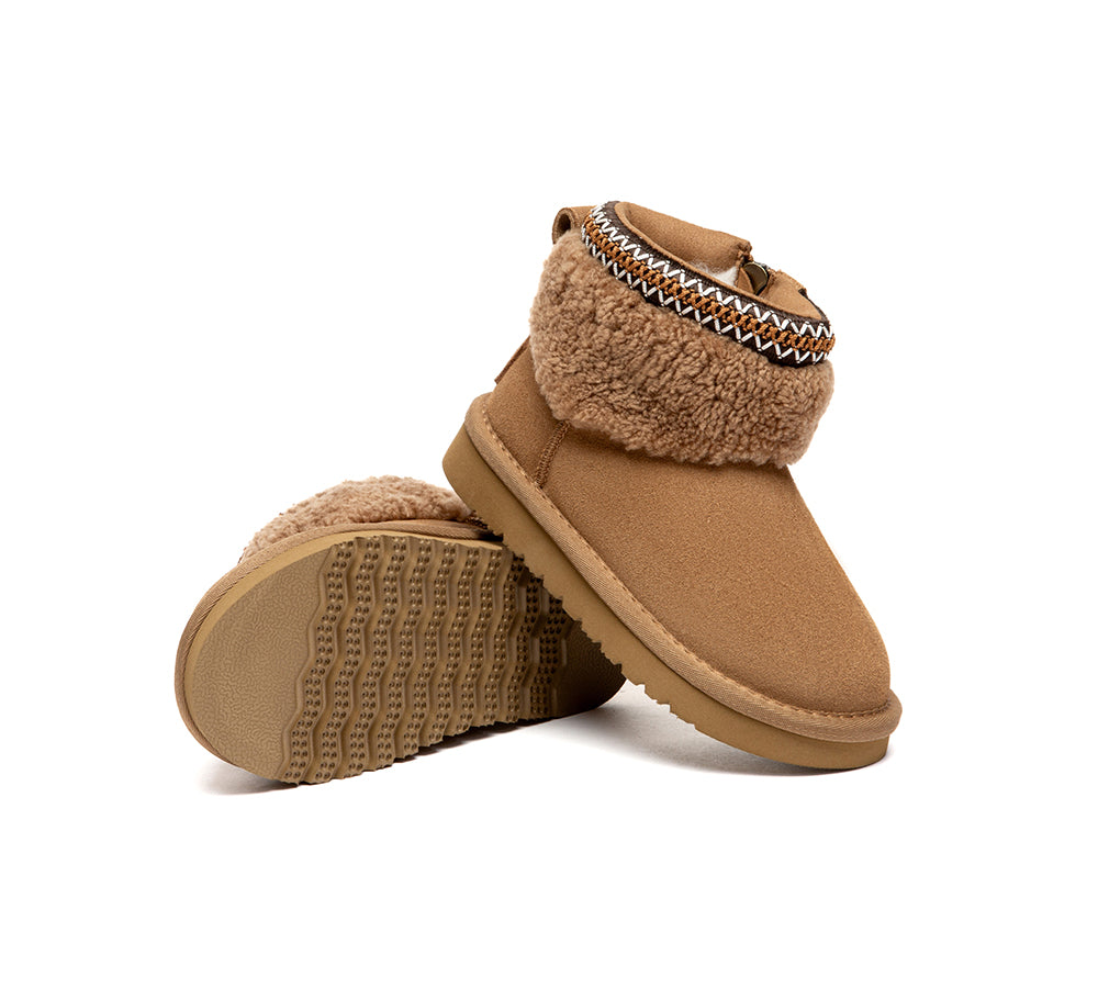 UGG Boots Kids Sheepskin Wool Collar Brunel