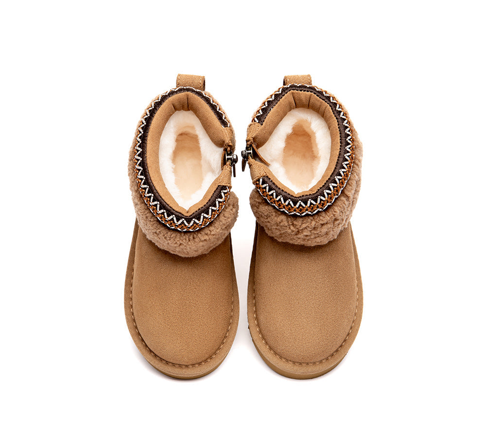 UGG Boots Kids Sheepskin Wool Collar Brunel