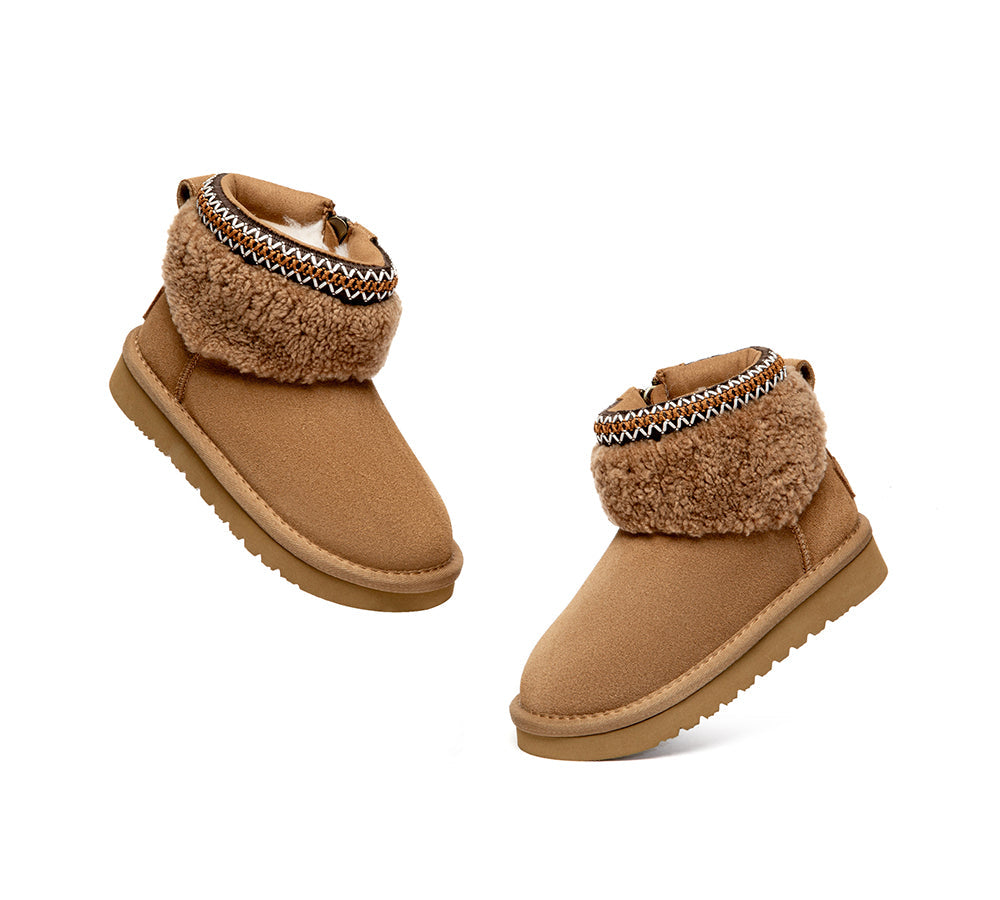 UGG Boots Kids Sheepskin Wool Collar Brunel