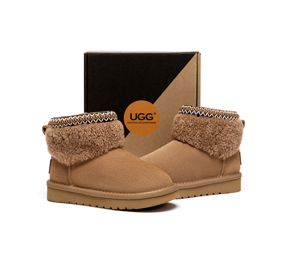 UGG Boots Kids Sheepskin Wool Collar Brunel
