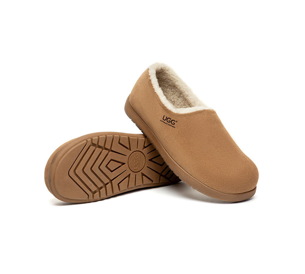 UGG Slippers Men Sheepskin Wool Ankle Clog Large Size Brett