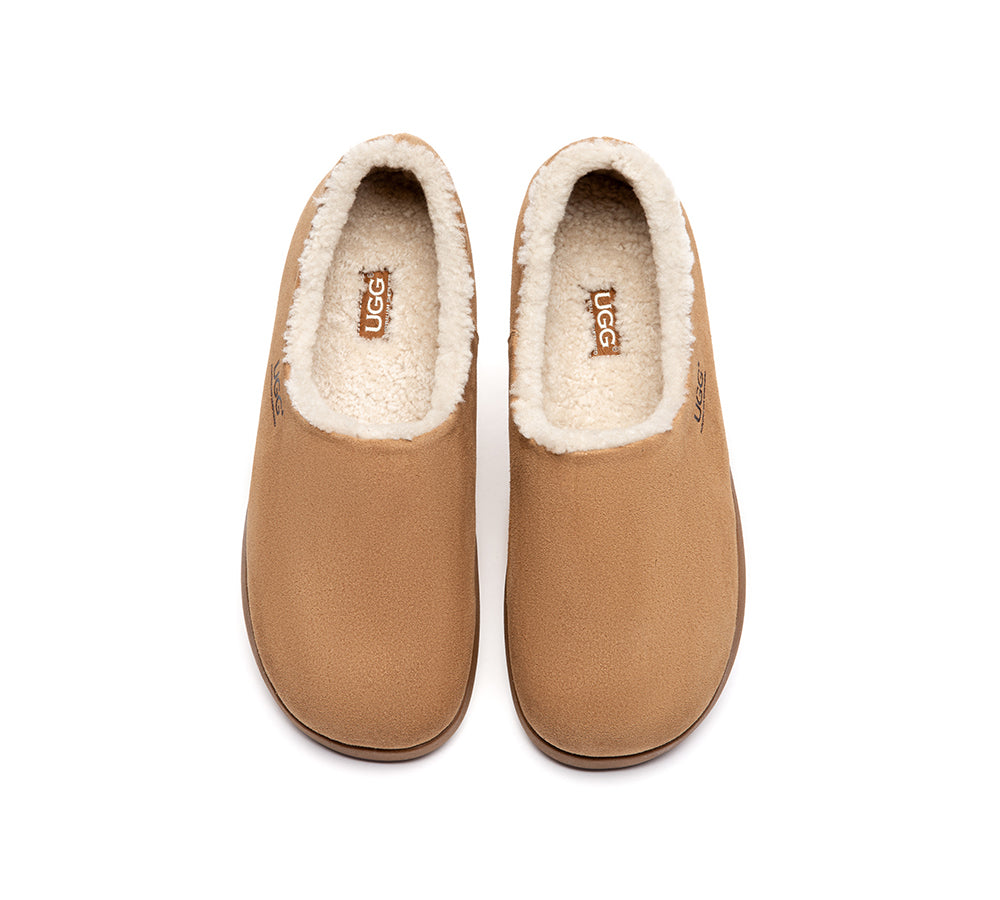 UGG Slippers Men Sheepskin Wool Ankle Clog Large Size Brett