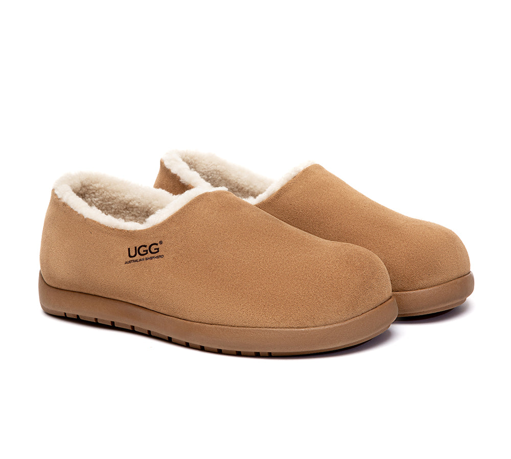 UGG Slippers Men Sheepskin Wool Ankle Clog Large Size Brett