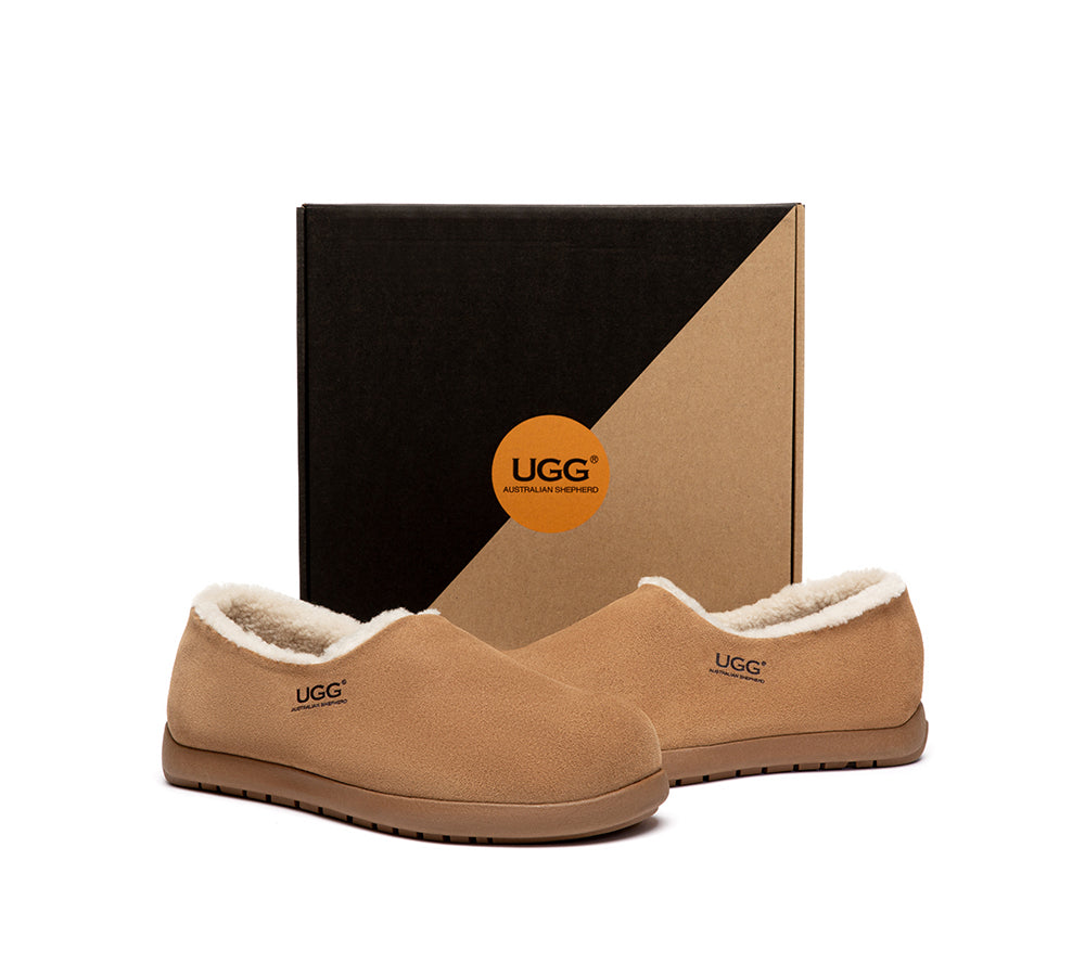 UGG Slippers Men Sheepskin Wool Ankle Clog Large Size Brett