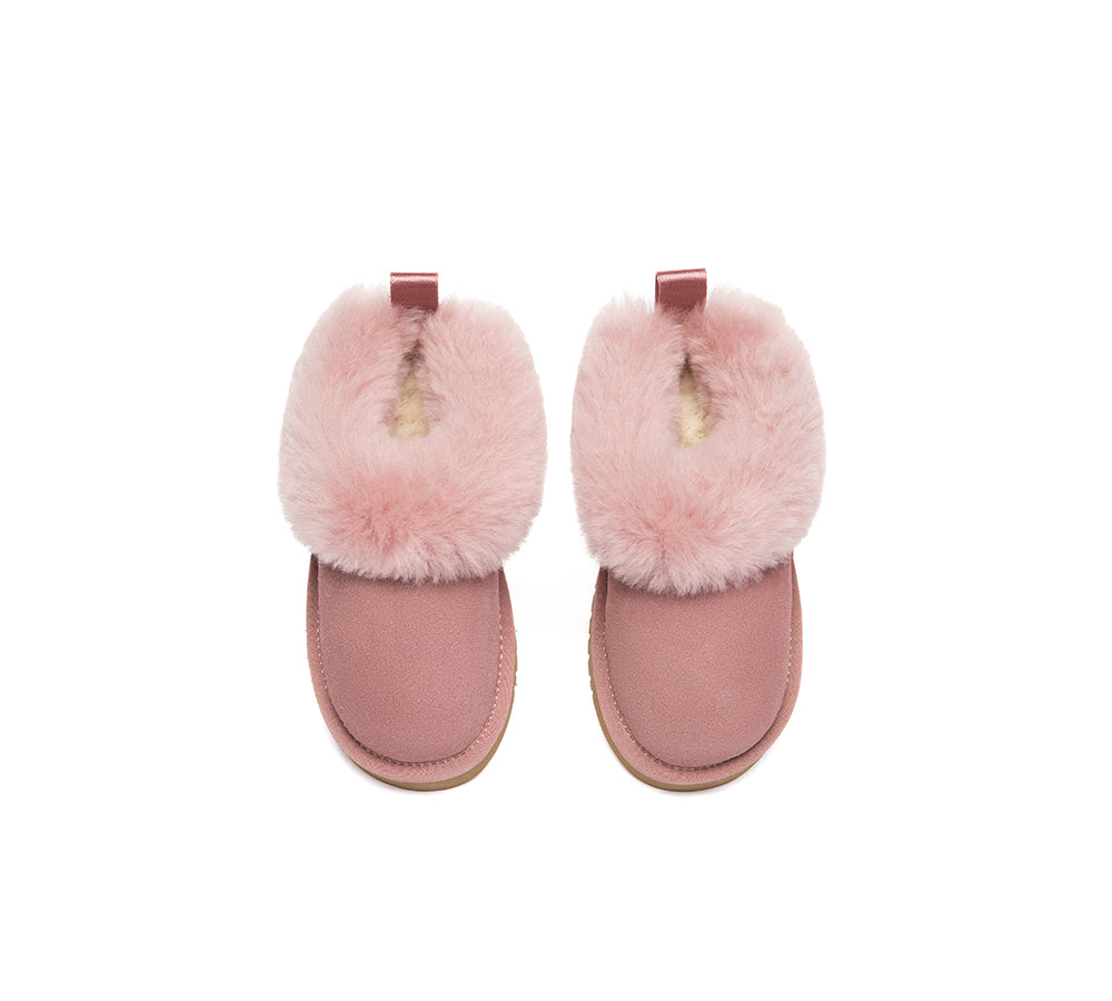 UGG Slippers Kids Sheepskin Wool Collar Ankle Glacial